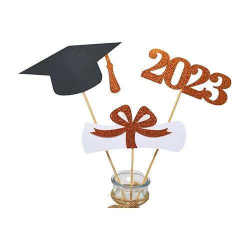 graduation party decorations 2023, 3 piece set of School Colors Centerpiece Sticks including Diploma, Grad Cap, 2023 for DIY Graduation Decor