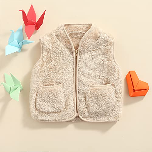 Image of Toddler Baby Girl Boys Sleeveless Fleece Plush Vest Sherpa Waistcoat
