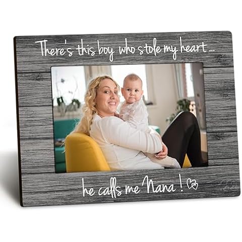 DUXMNAMG Nana 4x6 Picture Frame, Nana Birthday Gifts, Nana Gifts from Grandkids, Grandma Photo Frame, There's This Boy Who Stole My Heart He Calls Me Nana Picture Photo Frames for Desk Decor Cover