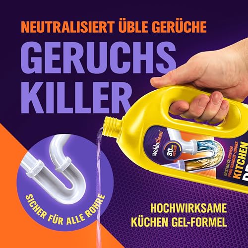 WoldoClean Rohrreiniger Küche Gel 1000ml - extra stark Fettlöser Spüle – Ansicht 3