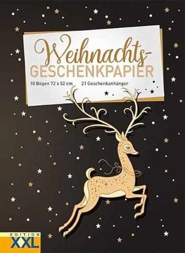 Weihnachts - Geschenkpapier: 10 Bögen, 72 x 52 cm, 21 Geschenkanhänger im Set
