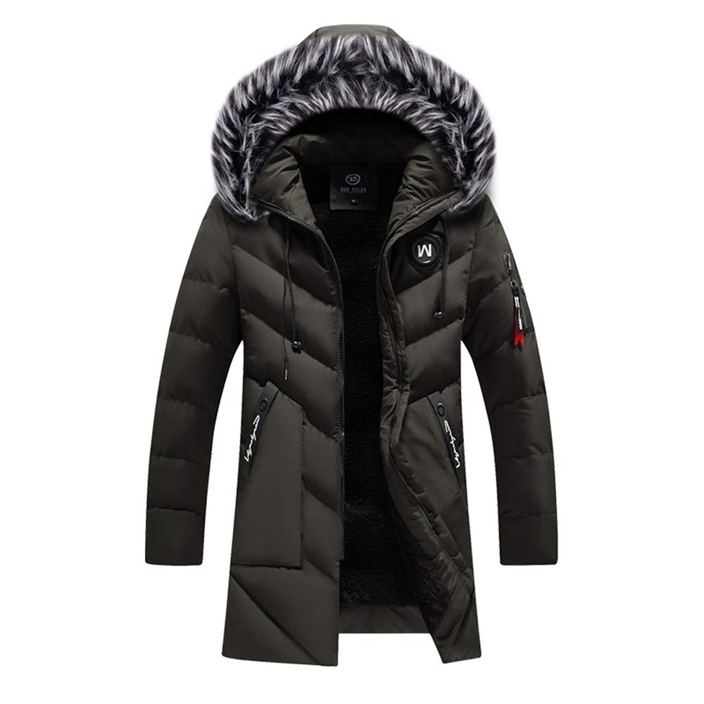 Enen Men's Dark Green Padded Jacket Hooded Jacket Enhome Thick Ultrawarm Winter Coat Windproof Outerwear - Microfibre Filler - For Winter Travelling, Walking, Ski Jacket (,L)