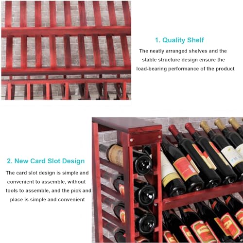 Wine rackSolid Wood Floor-Standing Wine Cooler - Sturdy and Durable Wine Bottle Rack/Cabinet for Bar, Living Room, or Tavern - Wine Decor Display Rack (Wood Color)