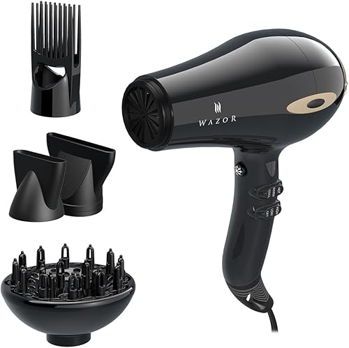 mhu 1875 vatios Secador de pelo Motor AC profesional secador secador de 2 velocidades y 3 ajustes de calor, negro