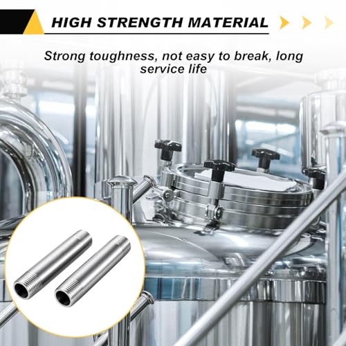 Image of 4 Pcs 304 Stainless Steel 1 /2 NPT Pipe Nipple 4 inch Length