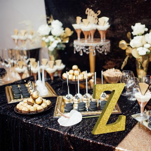 Image of TONIFUL 8 Inch Gold Glitter Letter Z Table Centerpiece A-Z Gold Birthday Party Decorations,Gold Alphabet Z for Birthday,Chrismas,Graduation,Bridal Shower,Wedding,Anniversary Party Supplies