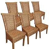 Amago home Rattanstühle Esszimmer Stühle Esstisch Stühle Perth braun Korbstühle Größe 6er Set, Farbe ohne Sitzkissen