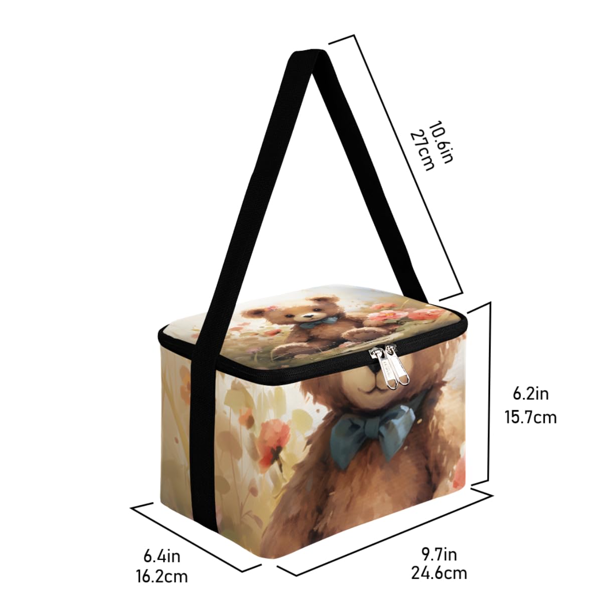 GzLeyigou Lunch Bags for Women Men 9 Cans,Valentine's Day Romantic Bear Hot & Cold Food Delivery Bag Insulated Grocery Bag Insulated Lunch Box Cooler Bag for Office Work Picnic Beach