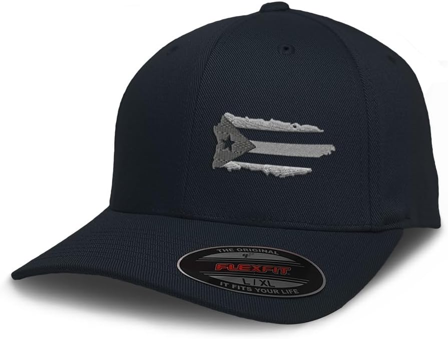 Flexfit Left Side Panel Puerto Rico Island Map Flag A Embroidery Polyester