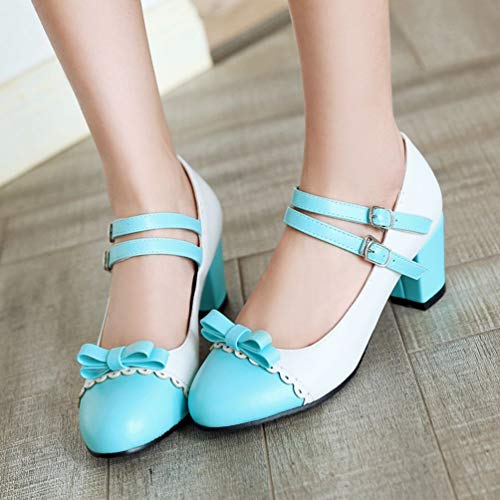 Caradise Womens Cute Lolita Shoes Bow Mary Jane Chunky Heel Double Strap Pump3