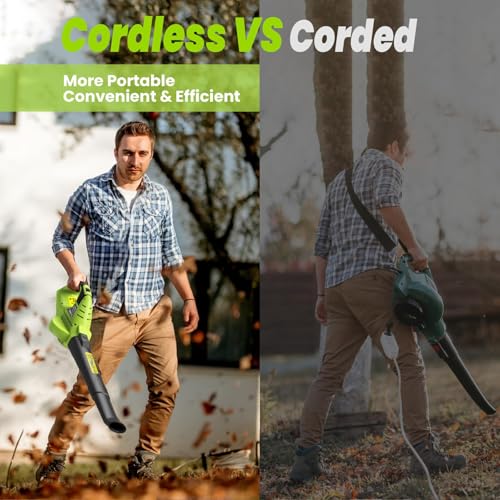 bigzzia Cordless Leaf Blower with 2×20V Li-ion Battery, Electric Garden Blower, 2-Speed, Detachable Tubes, 3.3 IBS Lightweight, 209CFM Blower for Leaf Dust Snow - Image 7