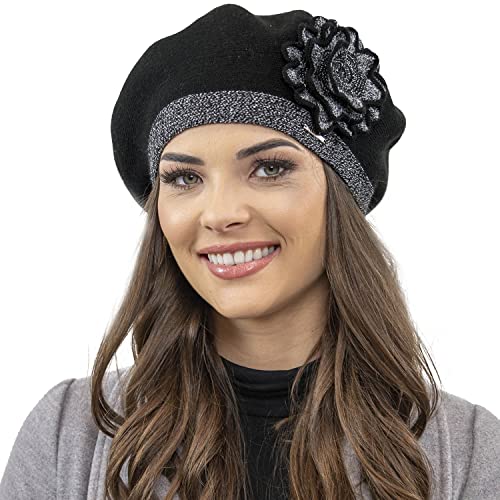 Vivisence Classic Elegant Ladies Beret 7049, Black,UNI