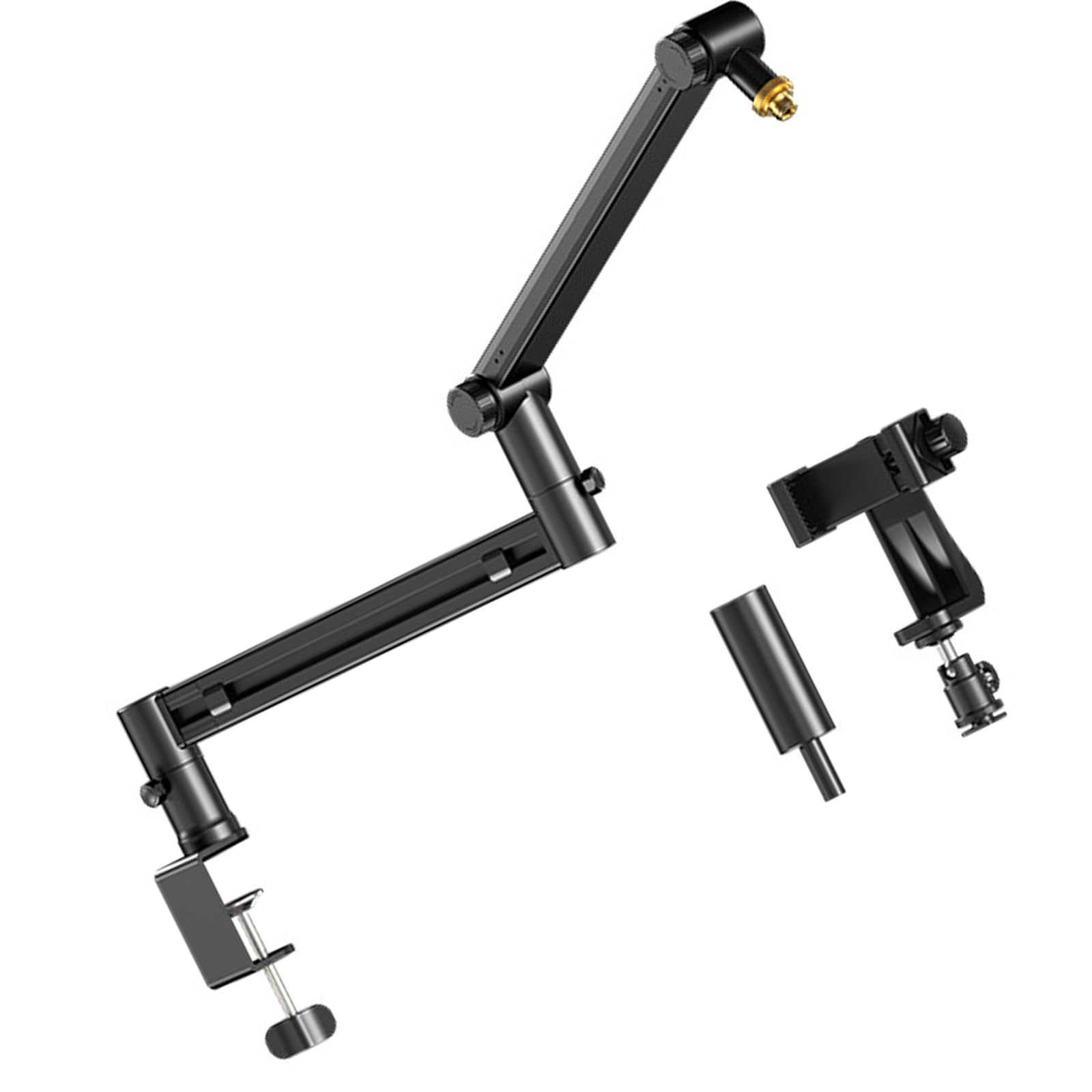 Soporte de montaje estable para micrófono, brazo articulado de 3 articulaciones con enrutamiento de cable, equipo de micrófono ajustable