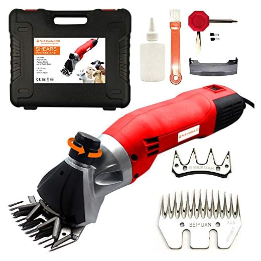 500W Electric Animal Shears - 6 Speed Shearing Machine for Sheep, Lamb, Goat, Llama, Alpaca & Livestock Grooming, Complete Wool Clipper Kit & Bonus Cutter Blade Set - Heavy Duty Professional Trimmer