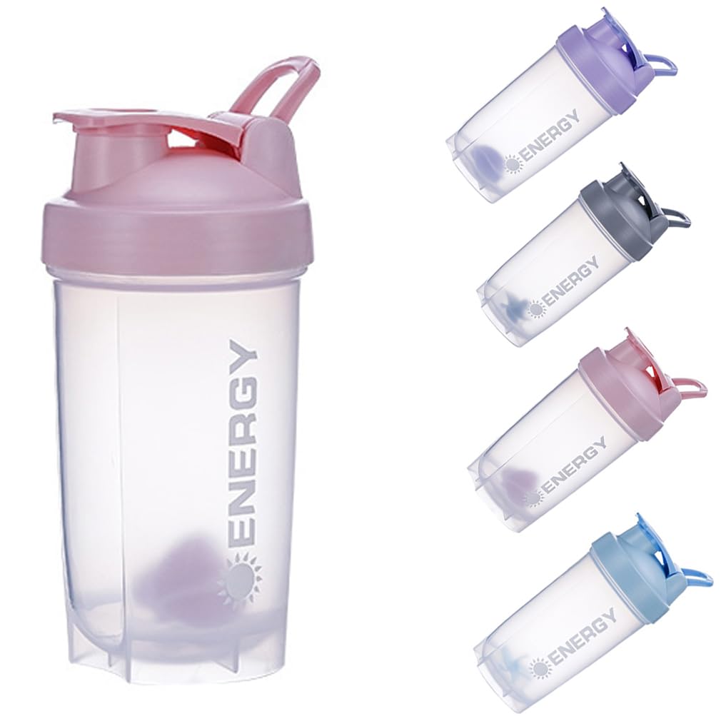 400ML Protein Shaker Cup Protein Shaker Bottle 500ml BPA Free Leakproof Portable for Sports Supplements Shakes With Steel Mixing Ball for Protein Shakes Dishwasher Safe