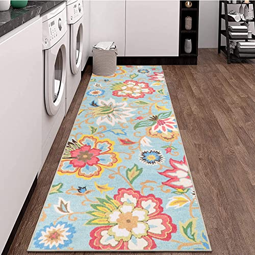 Beeiva Floral Washable Kitchen Runner Rugs, 2X6 Colorful Modern Plant Bathroom Hallway Runner Rugs With Rubber Backing, Carpet Runner Rug For Hallways Bedroom Entryway Laundry Room #TOP5