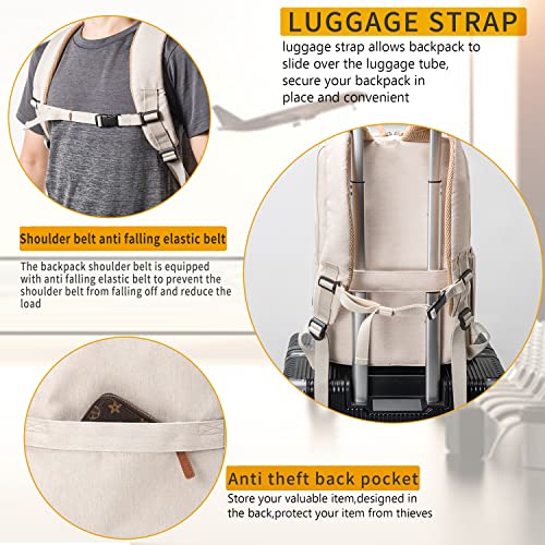 Nobleman Business Smart Backpack Waterproof Laptop Backpack Travel Durable Daypack (Beige) #TOP5