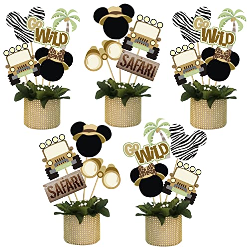 Décoration de table d'anniversaire Mickey Safari - Décoration de table - Jungle Safari Party Wild One Mickey