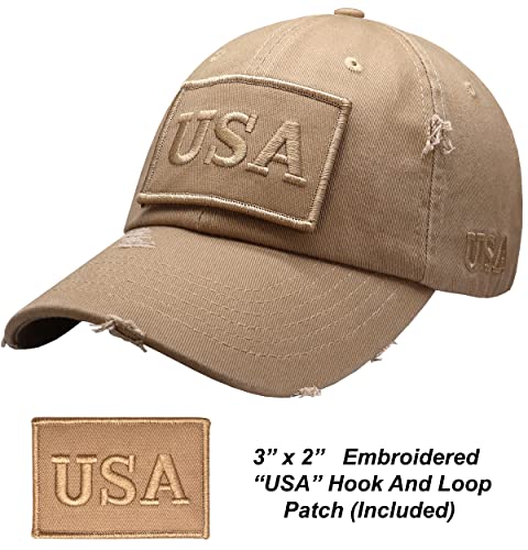 Image of Antourage American Flag Unisex Baseball Hat for Men and Women | USA Flag Mesh Snapback Flat Visor Cap + 2 Patriotic Patches