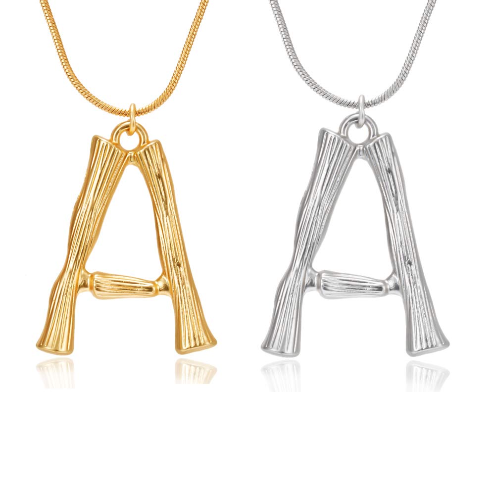Stainless Steel Gold Initial Alphabet 26 Letters Script Name Pendant Chain Necklace from A-Z-image-3
