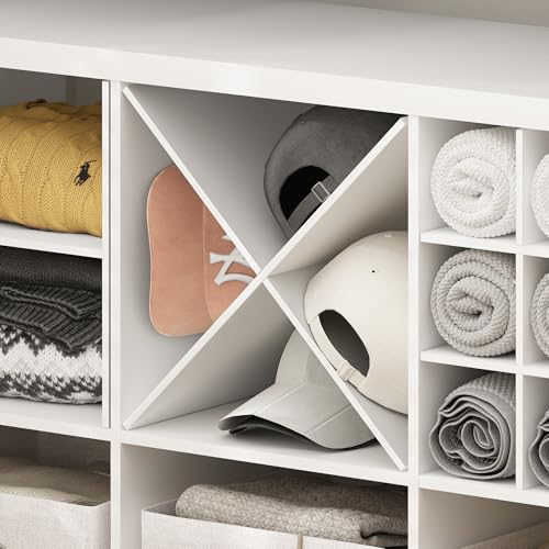 Image of Furinno Cubicle Cube Insert, X-Shelf Cube Organizer, Fits into Furinno Extra Thick Cubes, for Organizers and Storage, White (Does not fit IKEA Kallax Shelving)
