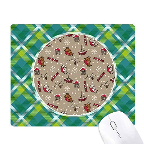 Tapis de souris grille pixel verte antidérapant aux motifs de feuilles et neige