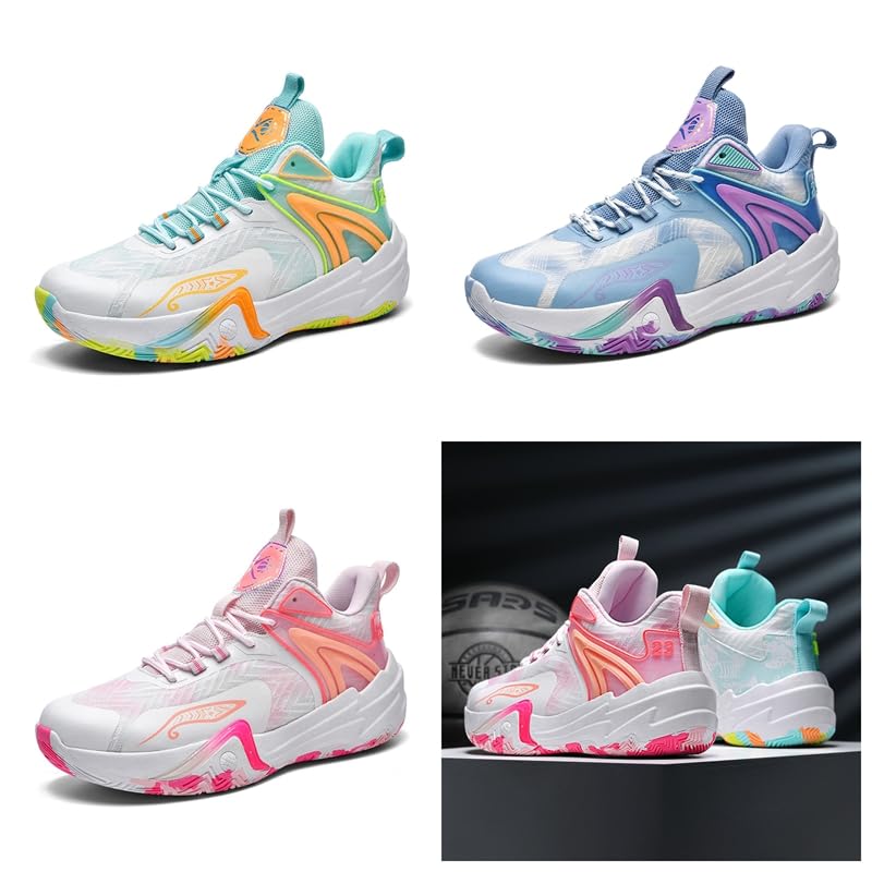 Men's Sports Basketball Shoes, Lightweight, Lace-Up, Thick Sole, Non-Slip, Suitable for Running, Basketball and Walking2