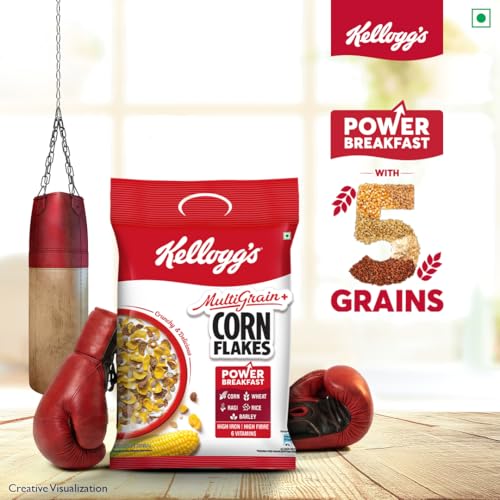 Image of Kellogg's Multigrain plus Corn Flakes 450 G | Power of 5 Grains | 6 Vitamins | High Iron | High Fibre | Crunchy & Delicious | Protein | Only 2% Fat | Breakfast Cereal