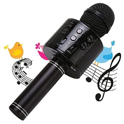 DXIA Trådlös Bluetooth Karaokemikrofon, bärbar Bluetooth-högtalare, handhållen karaoke mikrofon födelsedagspresent hem fest högtalare maskin för iPhone/Android/iPad/Sony, musikfest/present barn Svart