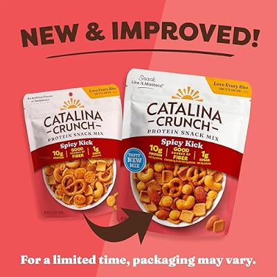 Catalina Crunch Protein Snack Mix - 10g Protein, 1g Sugar per Serving - Good Source of Fiber, Gluten Free - Spicy Kick, 5.25 Ounce Bag (Pack of 1) - Packaging May Vary