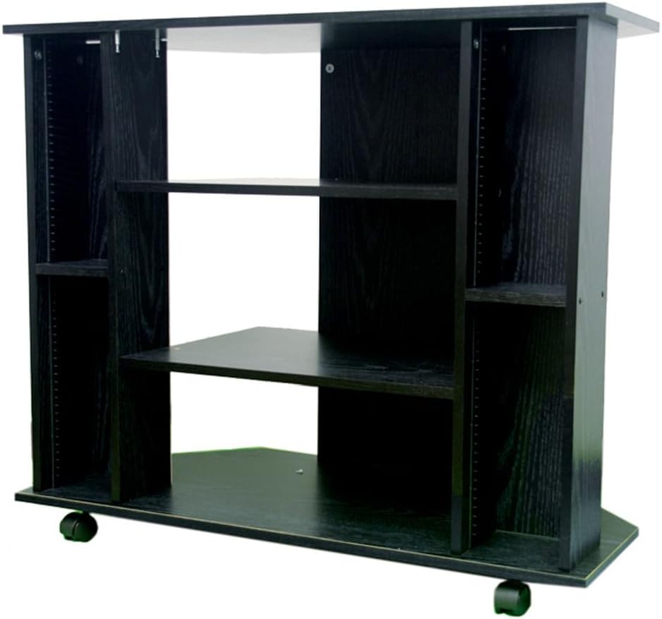 HomeStock Earthy Elegance 35" Corner TV Stand, Natural Finish, 18D x 35W x 30H Inches, MDF Wood Composite, Shelving for 3 Components, Accommodates Up to 35" TVs