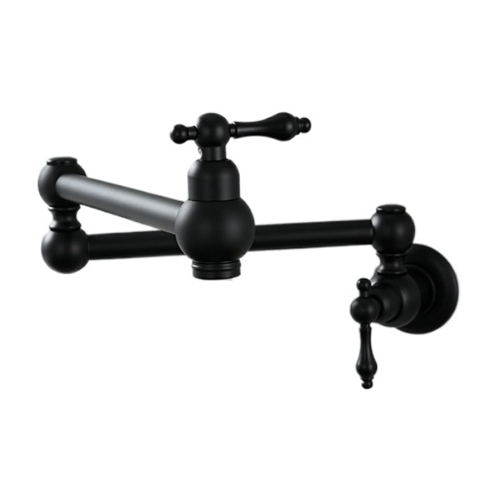 ZQFHSX 23" Brass Pot Filler Faucet, Wall Mounted Over Stove Water 2 Handles Folding Stretchable Faucets Tap for Most Scenarios(Black)