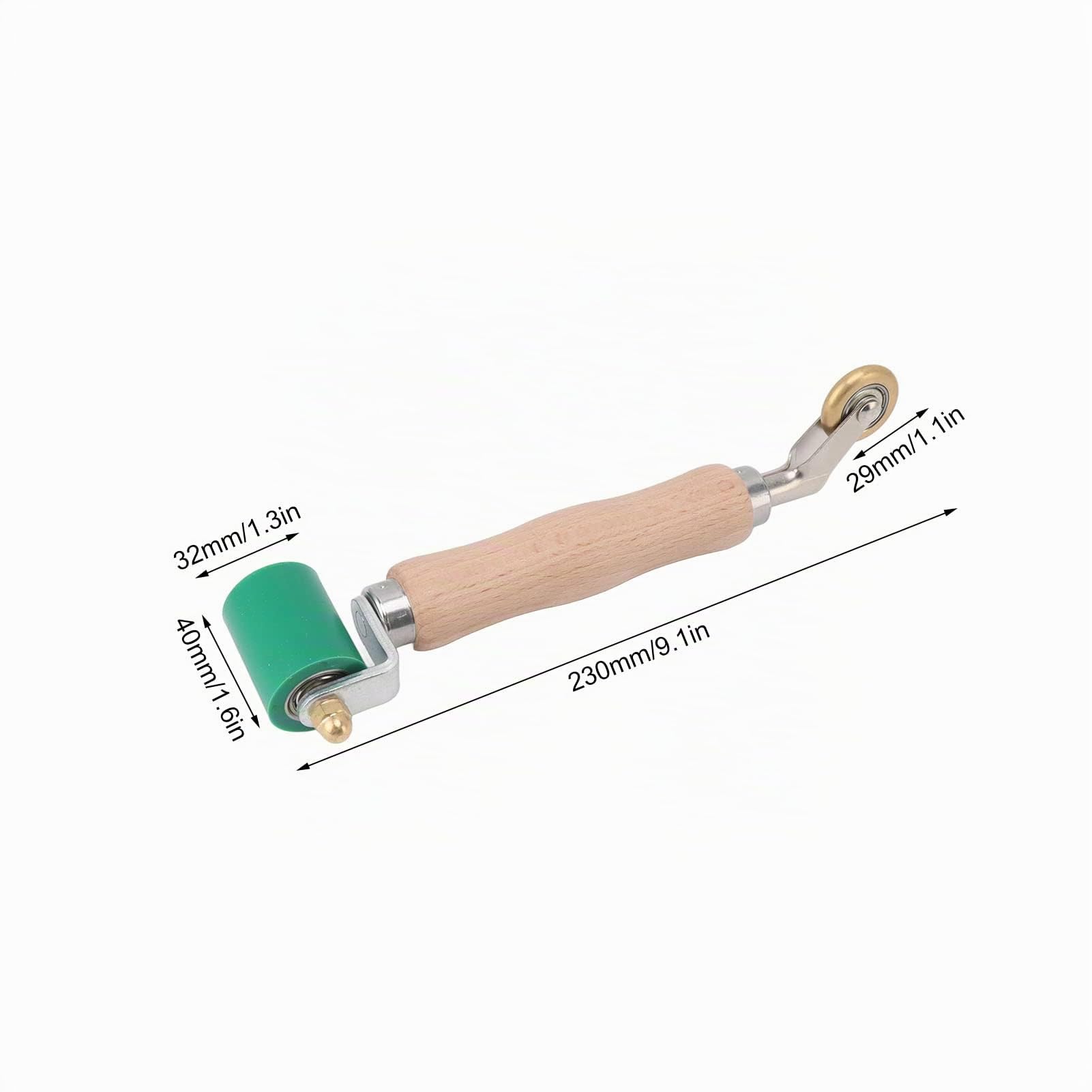 2 en 1 Rouleaux de Pression Résistant Haute Température, Rouleau de Couture en Silicone de 40 mm Rouleau de Couture D'angle de Sol en Laiton pour Soudage Bâches PVC/TPO/EPDM (Vert)