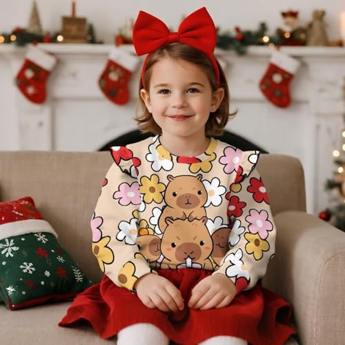 Ruffle Long Sleeve Sweaters for 1-8 Versatile Soft Girls Sweatshirts Girl and Toddlers' Crew Neck Sweatshirt3