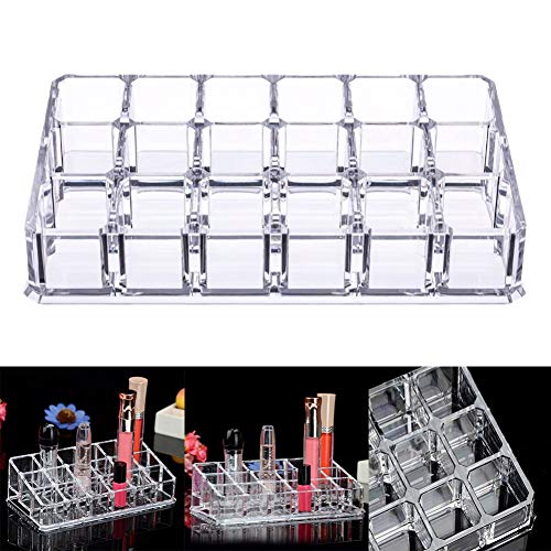 18 Stand Lipstick Holder, Clear Acrylic Cosmetic Makeup Organiser Storage, Lip Gloss Lipstick Organiser Display Stand Holder