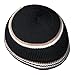 Medium Size Black with White & Brown Nylon Stretchy Kufi Hat Skull Cap - Fits 22.5 inch Head Sizes