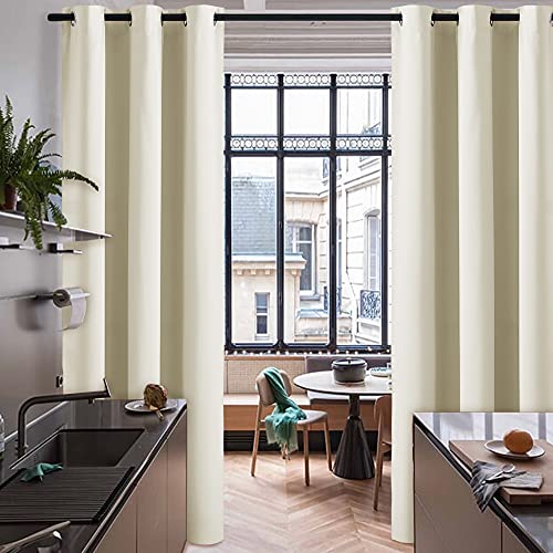 Image of RYB HOME Blackout Curtains 96 inch Long, Portable Privacy Curtains Screen Partitions for Patio Sliding Glass Door Living Room Office Share Space, W60 x L96 inches, Light Beige, 1 Panel