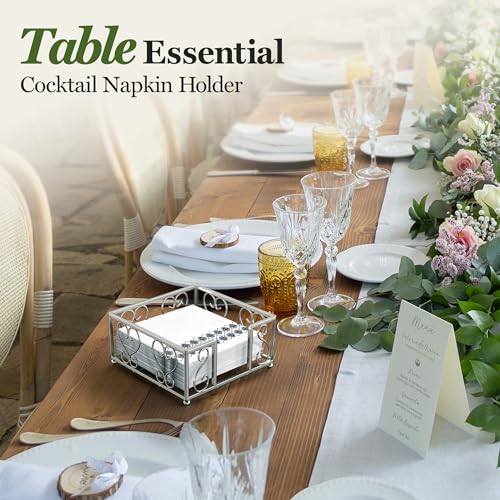 LEVIMETREE Cocktail Napkin Holder – Flat Napkin Caddy for 5x5 Paper Napkins, Weighted Beverage Napkin Holder for Table or Countertop, Sturdy Square Servilletero for Parties and Events, Home, Bar - Thumbnail 2
