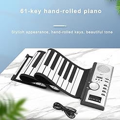 YUKM Roll Up Piano Portable Hand Roll Piano, Clavier de Piano Pliable pour Enfants et débutants (61 Touches, Argent) - Les Beatles, Paul McCartney, John Lennon, RIngo Starr, George Harrison YUKM Roll Up Piano Portable Hand Roll Piano, Clavier de Piano Pliable pour Enfants et débutants (61 Touches, Argent) – Image 4