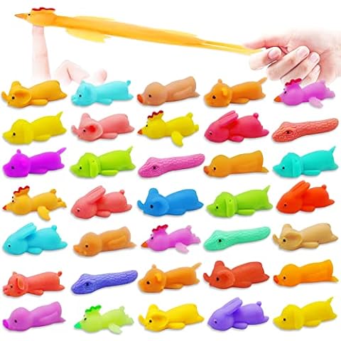 Dshengoo 36pcs Finger Slingshot Catapult Animal Toys,Flick Stretchable Rubber Flying Stretchy Cats Toy for Festivals,Party Favors,Flying Games,Thanksgiving,Christmas,Non Sticky Cover