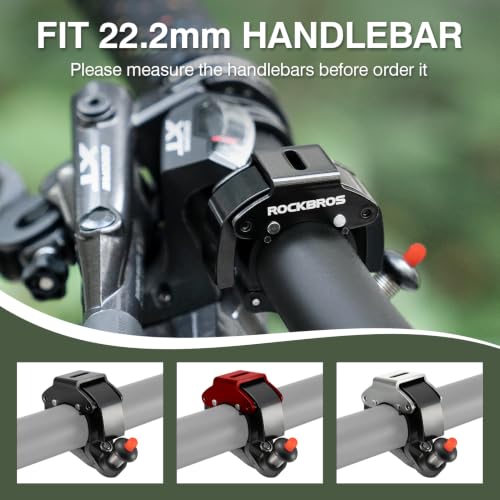Image of ROCKBROS Bike Bells Hidden MTB Bells Bicycle Bells for 22.2mm Handlebars, More Than 100dB, Clear & Long Sound Ringer, Mountain Bike, Scooter, Youth Bike, Black | Three Colors Bicycle Bells to Match Clear & Long Sound Ringer, Mountain Bike, Scooter, Youth Bike for Adults and Kids
