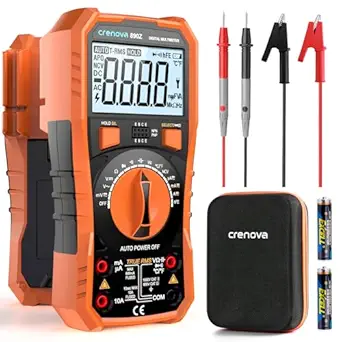 Crenova Digital Multimeter, 6000 Counts Multi Testers, Auto-Ranging TRMS Voltmeter Ohmmeter, Measures Voltage Current Capacitance Diodes Continuity Resistance Transistor hFE Temp with Probes