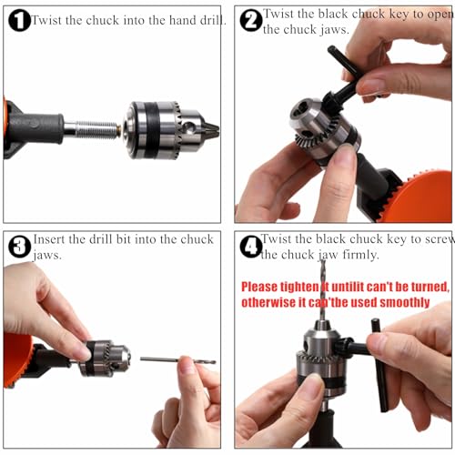 Cididu Manual Hand Drill 1/4-Inch Capacity, Speedy Hand Drill Set with 10 Pcs Drill Bits, Small Handheld Drills with Precision Drill Chucks for Wood, Plastic, Model Making and DIY Drilling