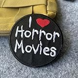 Stickerei Patches Klett Militär Fun Patch Für Taktische Kleidung Rucksack Baseballkappe Weste Hundegeschirr (I Love Horror Movie)