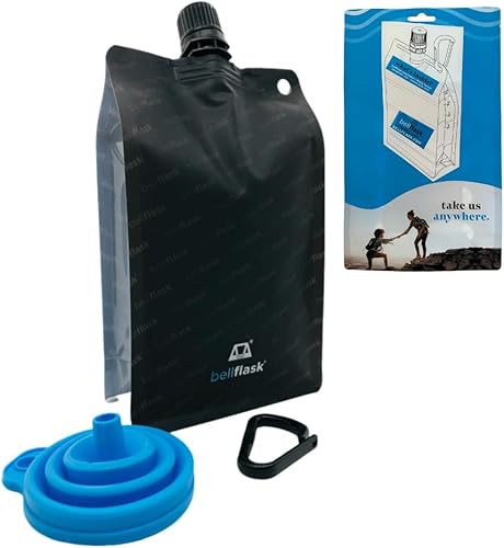 Miniatura 1 de BellFlask - Frasco de 15 onzas, patentado, flexible, sin metal, reutilizable, plástico, sin BPA con clip de mosquetón y embudo de llenado