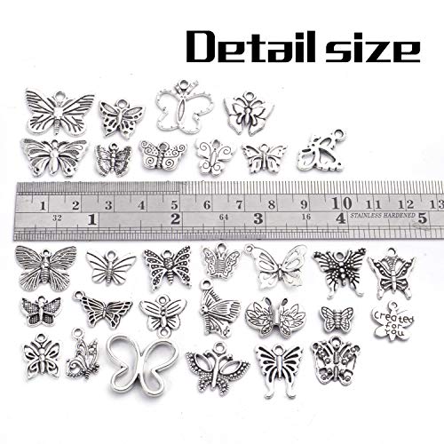 60Pcs Silver Butterfly Charms Tibetan Butterfly Shape Alloy Pendants Insect Charms For Diy Necklace Bracelet Earrings Jewelry Making #TOP2