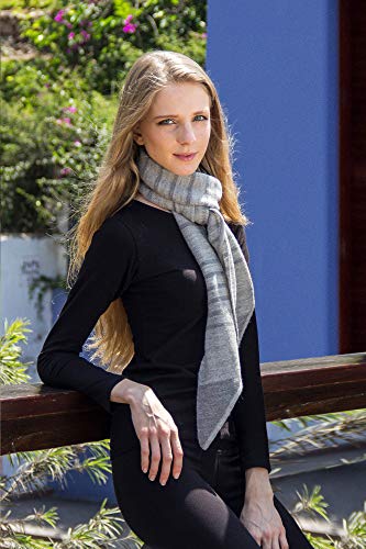 Lightweight-100-Baby-Alpaca-Knit-Scarf-Natural-Fiber-Wrap-for-Women-Gray