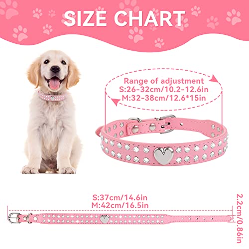 cobee Hundehalsbänder aus Kristall, Bling PU Leder Strass Welpenhalsband, Diamant verstellbares Halsband Bling Halsband für kleine und mittelgroße Hunde und Katzen (S)