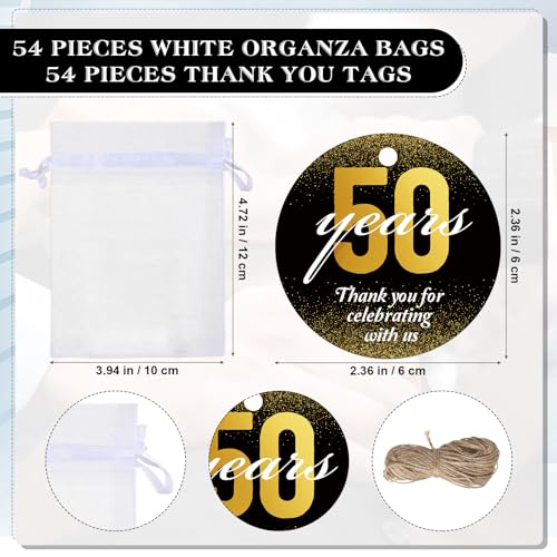 Dandat 54 Sets 50th Birthday Party Favors for Guests Birthday Beer Opener Keychain Cheers to 50 Bottle Opener Keychain with Thank You Cards and Gift Bags for Anniversary Wedding Party Favors - Image 2