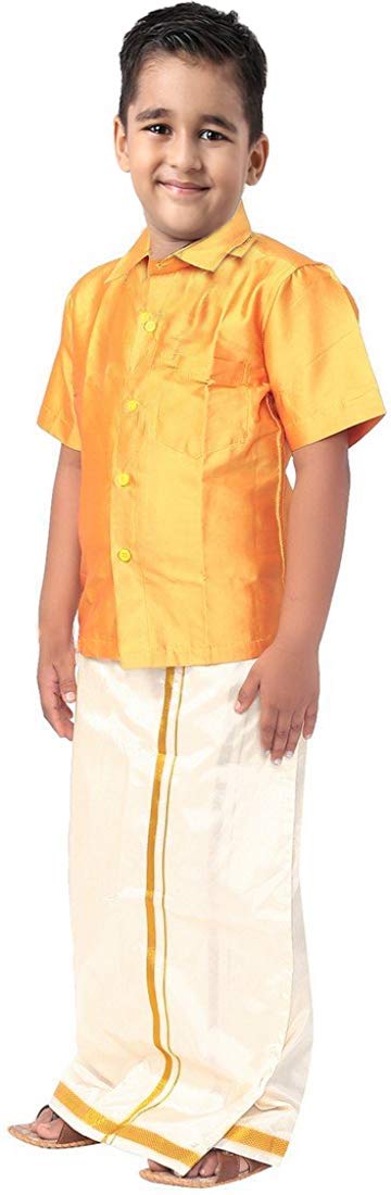 SJS King Boy's Shirt/Dhoti Regular Fit (Gold, 2-3 Years) - Image 5 thumbnail
